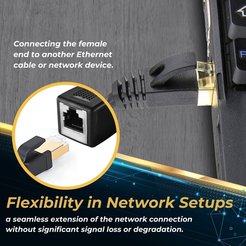 TNP Products TNP Ethernet Cable Extension Extender (10FT) - Cat7 Cat6 Cat5e Cat5 LAN RJ45 Female to Male Network Wiring Connector Plug Patch Wire - Ethernet Cord Extender for Router Modem Smart TV Computer Laptop - Image 4